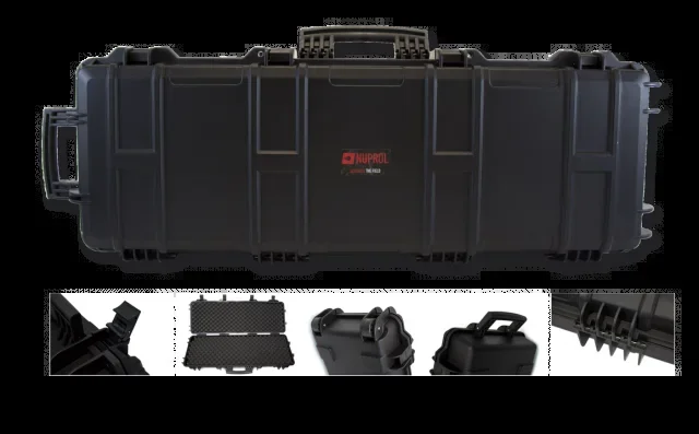 Estuche rígido para armas Nuprol, color Negro, talla L, 40 L de capacidad, resistente al polvo y agua, ruedas con asa superior
