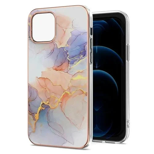 Estuche TPU para iPhone 13 Mini Galvanoplastia Patrón Imd a Prueba de Golpes (Mármol Blanco de la Vía Láctea)