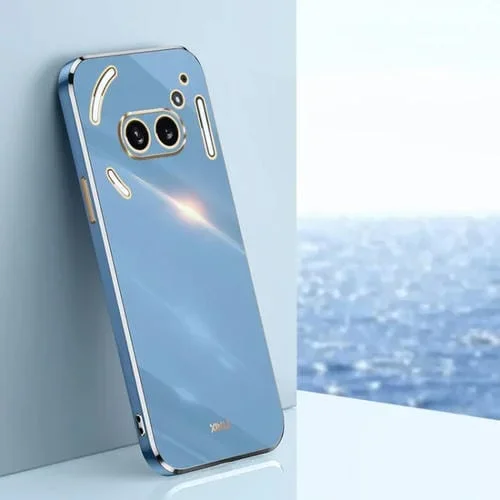 Estuche TPU Xinli para Nothing Phone 2A con Borde Dorado y Revestimiento 6D (Azul Celestial)