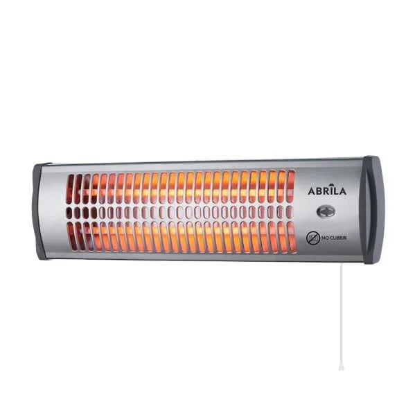 Estufa cuarzo tioman 1200w negro/plata 2 pot. control cadena de tiro 15×53,5×12 cm