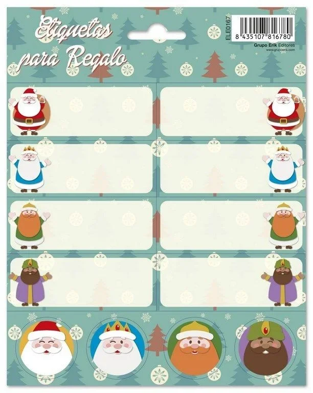 Etiquetas navidad reyes y santa pinitos