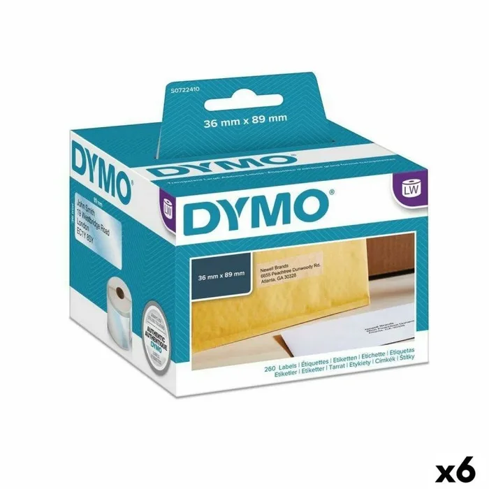 Etiquetas para impresora dymo 89 x 36 mm labelwriter™ transparente (6 unidades)