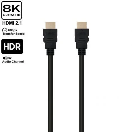 Ewent ultra high speed hdmi 2.1 cable with ethernet, black, m/m 10,0m, 8k@60hz, hdr
