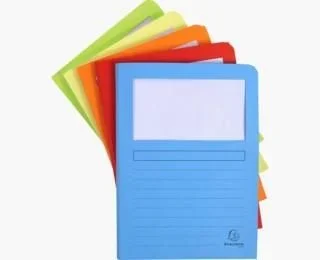 Exacompta Pack of 50 Window Folders Caja de cartón Azul, Verde, Naranja, Rojo, Amarillo A4