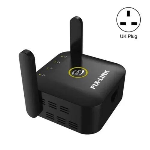 Extensor de Señal Inalámbrica WIFI Pix-Link WR22 300Mbps Enchufe del Reino Unido (Negro)