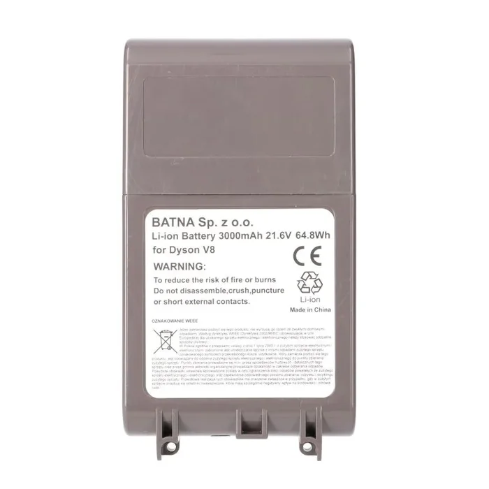 Extralink Batería para aspiradora Dyson V8 – 21,6 V 3000 mAh batería de repuesto de larga duración, batería de ion de litio compatible con Dyson V8 repuestos y accesorios, fácil montaje