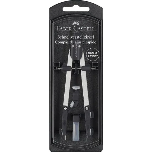 Faber-castell compas de ajuste rapido – articulaciones en ambos brazos – accesorios de recambio – adaptador universal