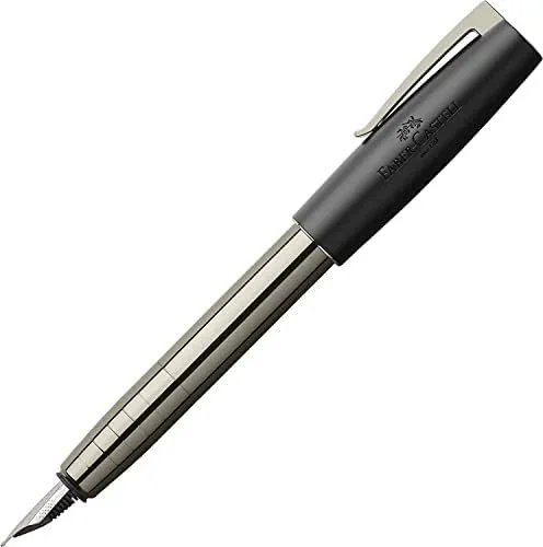 Faber castell pluma estilográfica loom gunmetal m gris plomo pulido brillante
