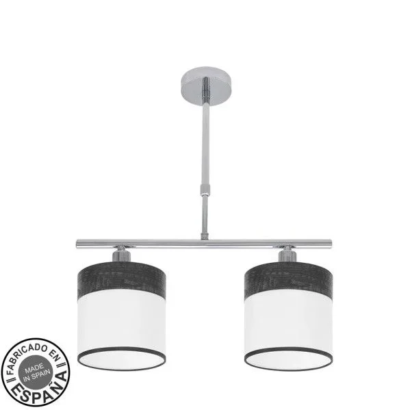 FABRILAMP Lampara Cloe 2xe14 Cromo/blanca-madera Negra Regx43x14 cm