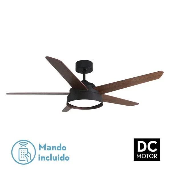 FABRILAMP Ventilador 25w Dc Marron Lebeche 5 Aspas Rev. Nogal/roble 6 Vel. 3000-4000-6000k 132d Remoto,memoria Y Temporizador
