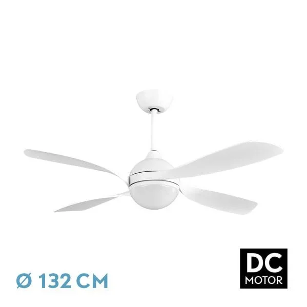 FABRILAMP Ventilador Dc Livorno 30w 3250lm Blanco 132d 4aspas 3000k,4500k,6000k, Remoto+ Temporizador+ Memoria