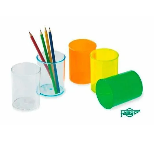 Faibo cubilete portalápices plástico fluorescente naranja