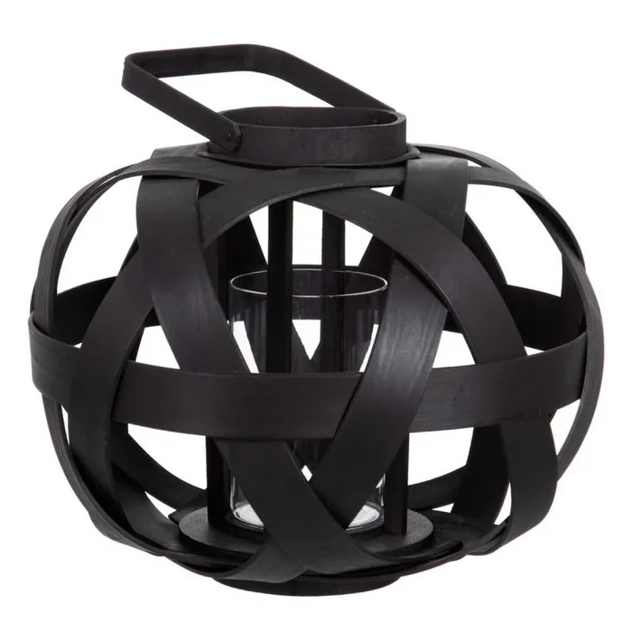 Farol 35 x 35 x 29 cm portavelas negro bambú