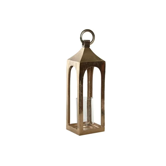 Farol home esprit dorado aluminio cristal árabe 15 x 15 x 52 cm