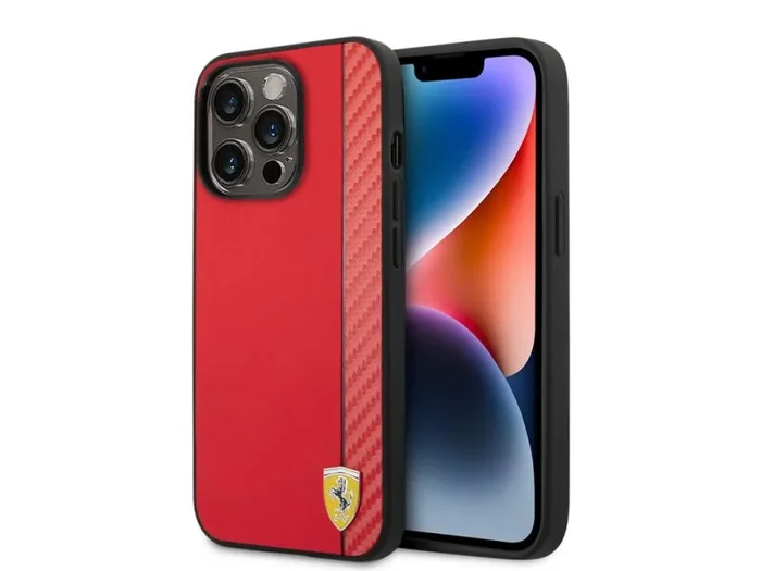 Ferrari FEHCP14LAXRE – Carcasa rígida para iPhone 14 Pro de 6,1″, color rojo y rojo