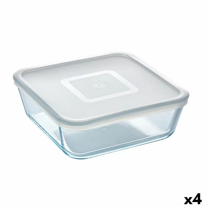 Fiambrera cuadrada con tapa pyrex cook & freeze 2 l 19 x 19 cm transparente silicona vidrio (4 unidades)