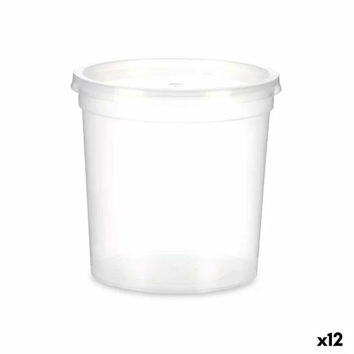 Fiambrera redonda con tapa transparente polipropileno 1 l 12,5 x 12,5 x 12,5 cm (12 unidades)