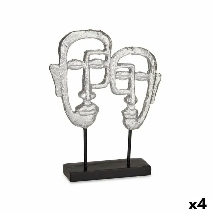Figura decorativa cara plateado 27 x 32,5 x 10,5 cm (4 unidades)
