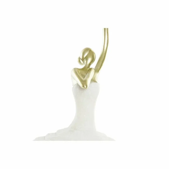 Figura decorativa dkd home decor 13,5 x 12,5 x 40 cm dorado blanco resina bailarina ballet