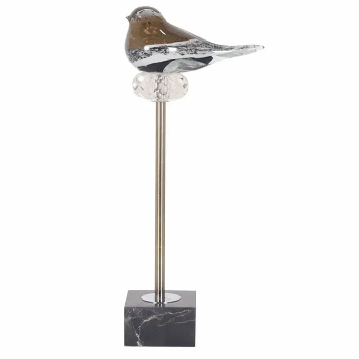 Figura decorativa dkd home decor cristal mármol pájaro (18 x 10 x 42 cm)