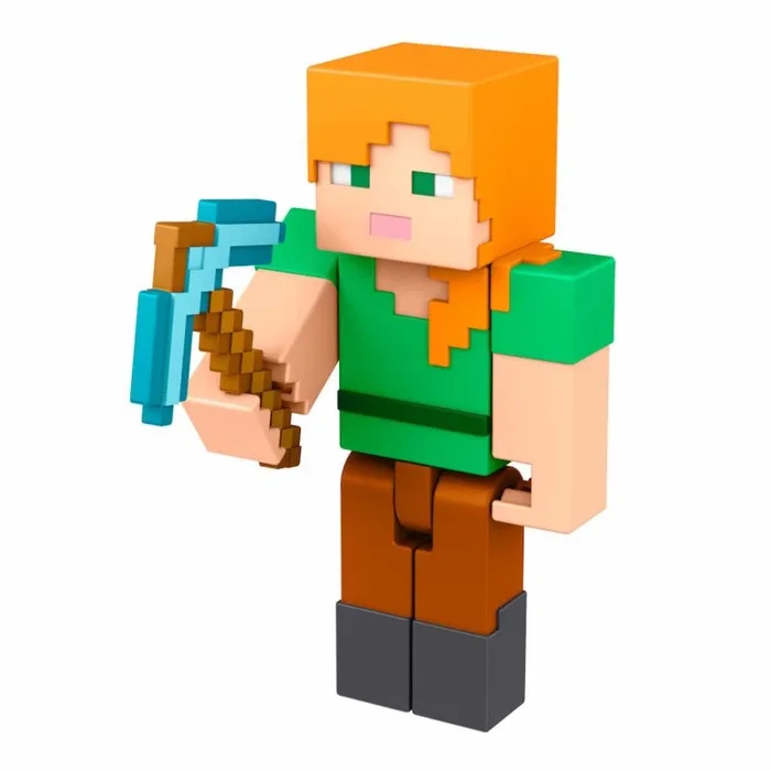 Figura mattel minecraft alex con accesorios portal