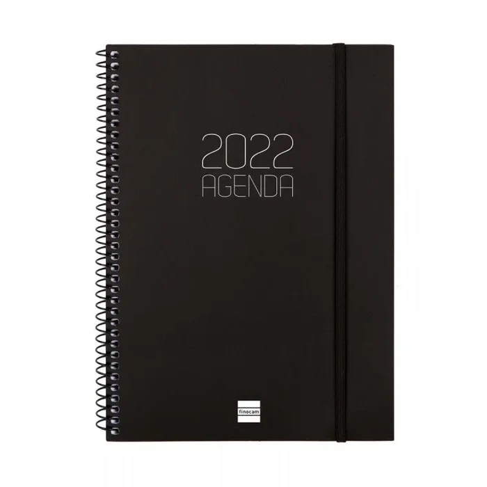 Finocam agenda anual espiral opaque e10 semana vista vertical 155x212mm 2022 negro