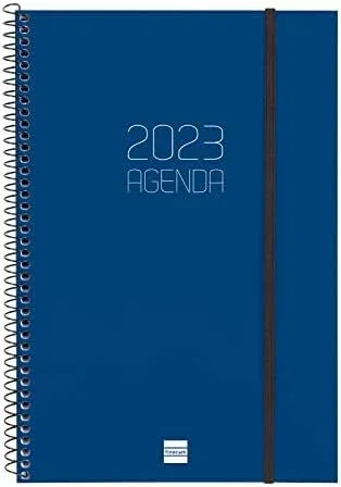 Finocam agenda anual espiral opaque e11 semana vista vertical 165x242mm 2023 azul