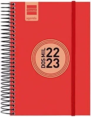 Finocam agenda escolar 12 meses e8 1dp espiral label pp rojo 2022-2023