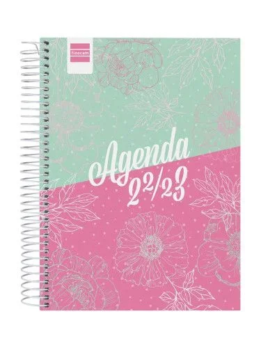 Finocam agenda escolar cool 1/4 1dp espiral cartón forrado floral 2022-2023