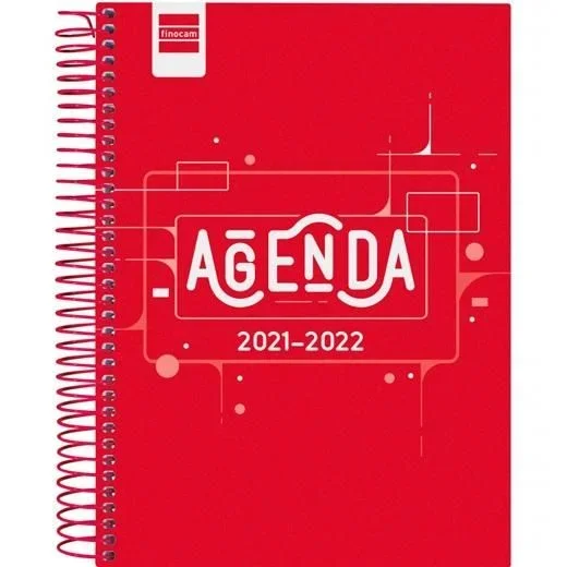 Finocam agenda escolar cool 4º espiral día página cartón forrado brillante castellano 2021/22 rojo