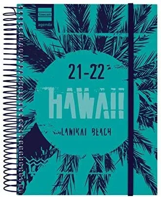 Finocam agenda escolar secundaria mod. hawaii 4º espiral día página tapa pp castellano 2021/22