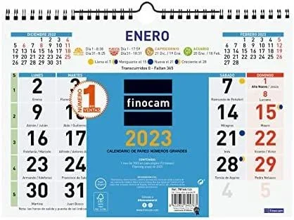 Finocam calendario color de pared números grandes m 300x210mm 2023