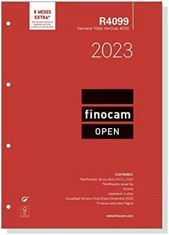 Finocam recambio agenda anual open r4099 semana vista a4 vertical 2023
