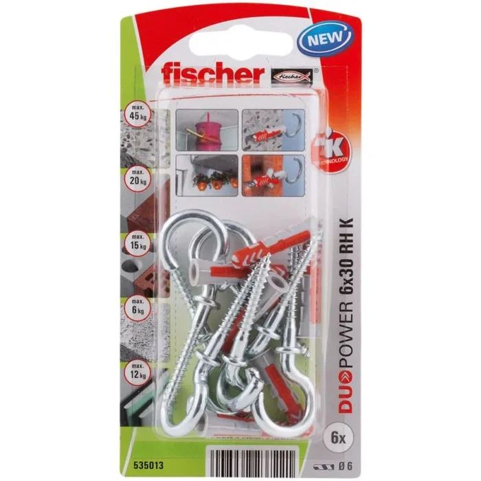 Fischer 535013 tornillo de anclaje y taco 6 pieza(s) Juego de enchufes de pared y tornillos 30 mm