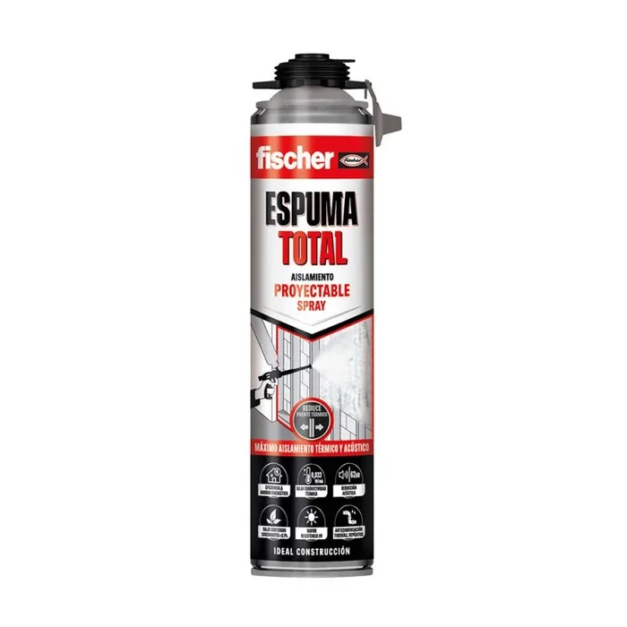 fischer – Espuma Total Blanca – Espuma Poliuretano Proyectable – Para Aislar Interiores y Exteriores – Antihumedad – Protege Contra Ruidos, frío y aire – Aplicable con Pistolas Convencionales (700 ml)