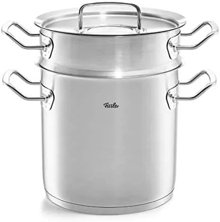 Fissler Original-Profi Collection Multistar Olla alta de 6 L y 20 cm de diámetro, acero inoxidable, con tapa y vaporera, para cocinar al vapor y al fuego, inducción