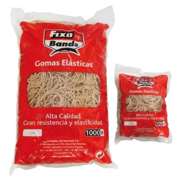 FIXO 45140 Bolsa de Gomas Elásticas, 100 g, 1.5 mm x 6 cm