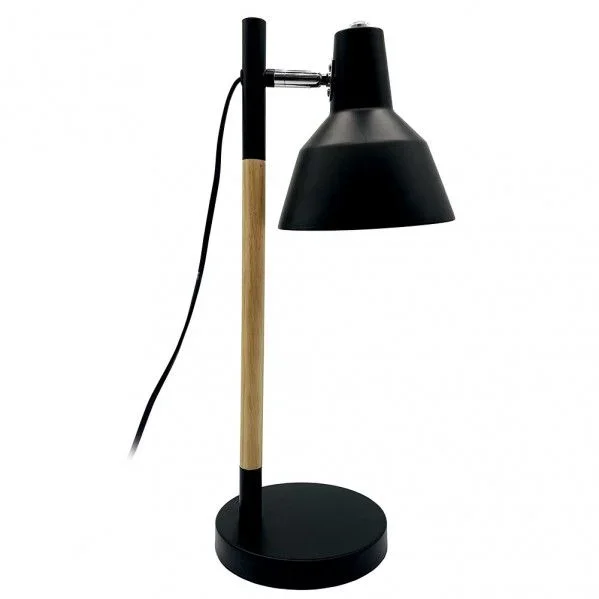 Flexo basil 1xe14 negro/haya 50x17x23 cm articulable y orientable 350º