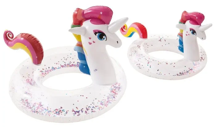 Flotador unicornio purpurina circular 85cm