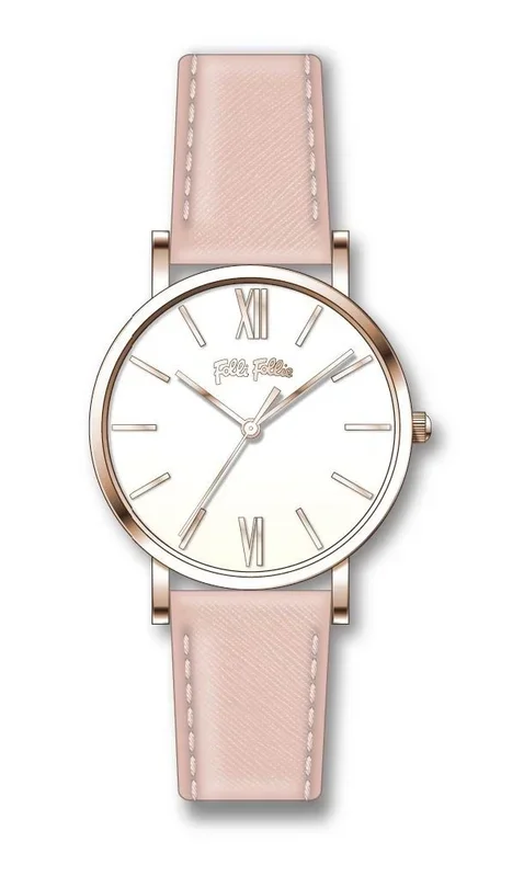 Folli Follie Reloj Mujer Analogico Cuarzo con Correa de Cuero WF18R034SPW-PI