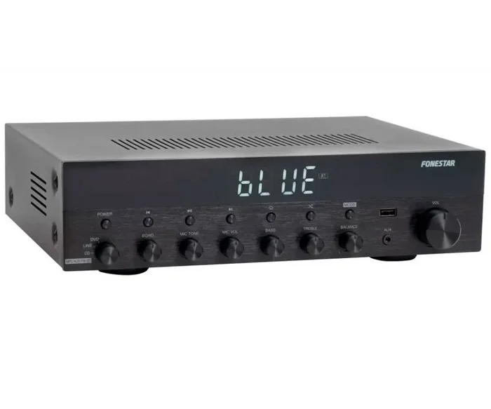 FONESTAR Amplificador Estéreo Bluetooth, USB/MP3, Radio FM, HiFi 60+60 RMS de Potencia As-6060