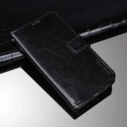 For Vivo Y12S 2021 Idewei Crazy Horse Texture Horizontal Flip Funda con Soporte y Tragamonedas y Billetera (Negro)