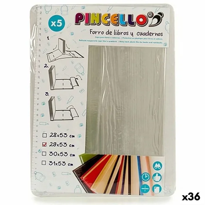 Forro adhesivo para libros transparente plástico 29 x 53 cm (36 unidades)