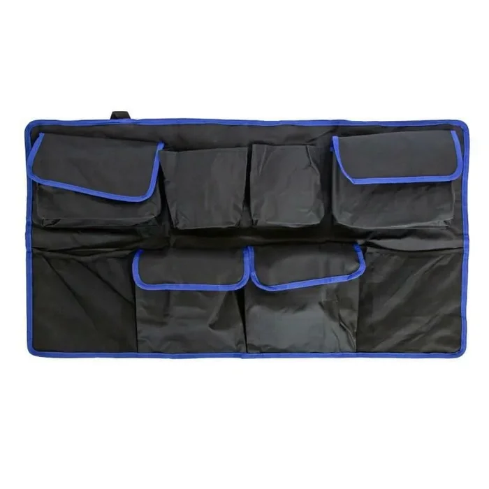Forsage Organizador de cajuela multiusos plegable de malla para asiento trasero de coche, negro/azul