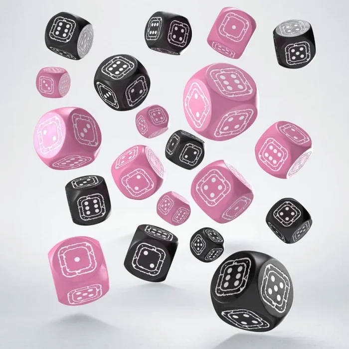 Fortress Compact D6: Black & Pink de Q-Workshop, dados para juegos de mesa RPG, para jugadores mayores de 14 años