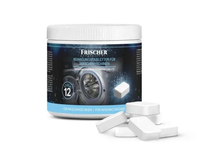 Frischer professional Tabletas de limpieza de lavadora | Tabletas eficaces para limpiar y refrescar el interior de la lavadora | Elimina la suciedad, los depósitos | Protección contra olores | 12