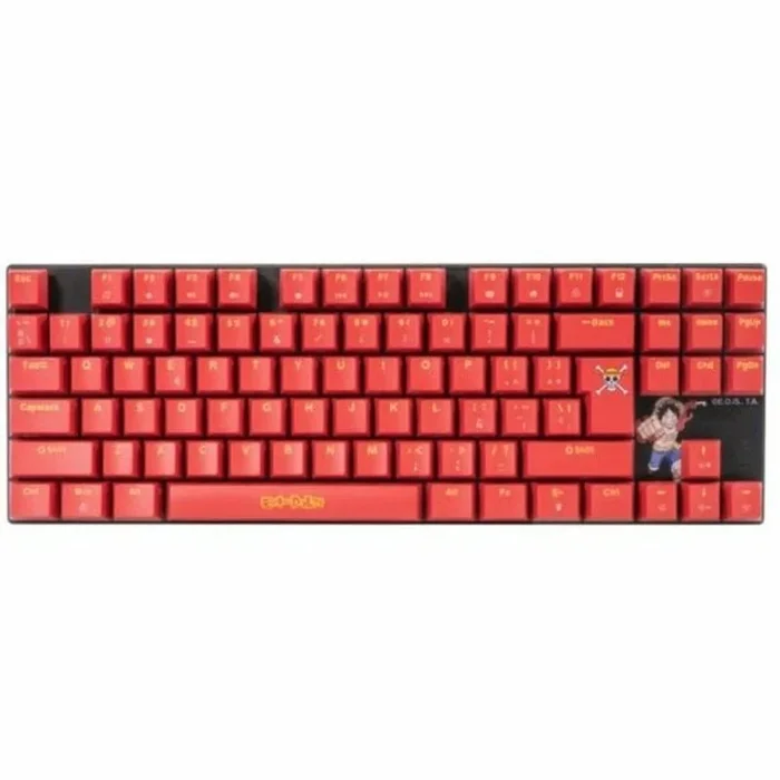 FRTEC – Teclado Mecánico Gaming con Cable TKL, One Piece Luffy, Marrón Táctil, Anti-Ghosting, Compatible con PC, Mac, PS5, Switch, Xbox Series X/S (QWERTY) (Teclado One Piece)