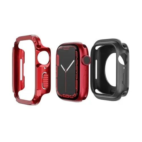 Funda 2 en 1 para Apple Watch Series 6/5/4/SE 44mm PC Hybrid TPU Armor (Rojo)
