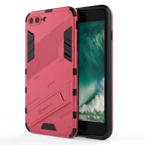Funda 2 En 1 PC y TPU Punk Armor con Soporte Invisible para iPhone 7 Plus y 8 Plus (Rojo Claro)