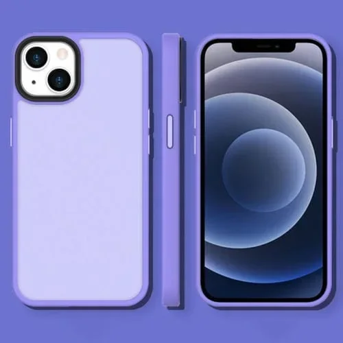 Funda a Prueba de Golpes con Helada Translúcida para iPhone 13 Mini (Luz Púrpura)